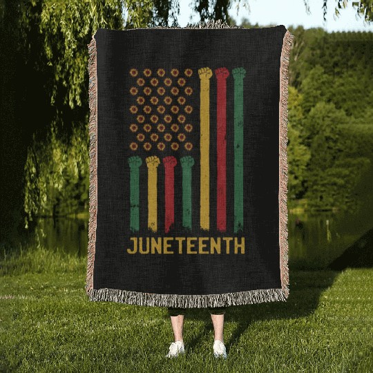 US Flag Juneteenth Woven Blankets