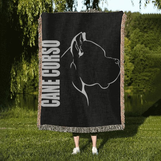 Proud Cane Corso Profile dog mom Woven Blankets