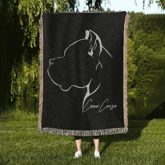 Proud Cane Corso Profile dog mom Woven Blankets