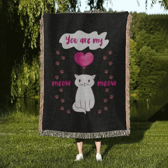 You are my Meow Meow Cute Cat Woven Blankets