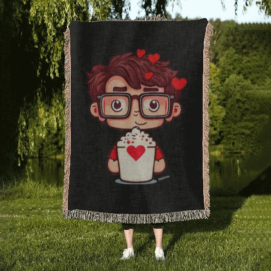 Popcorn Movie Guy Woven Blankets