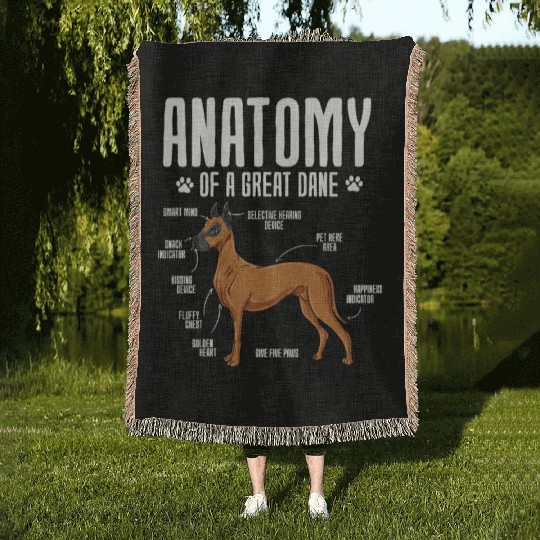 Anatomy Of A Great Dane Woven Blankets