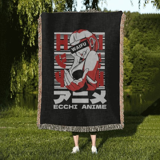 Japanese Ecchi Anime Aesthetic Waifu Manga Girl Woven Blankets