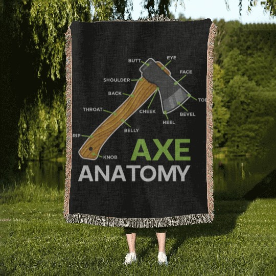 Funny Axe Anatomy For Axe Thrower Woven Blankets