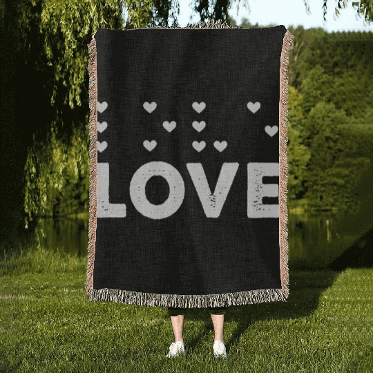 Love Heart Braille Alphabet Braille Language Woven Blankets