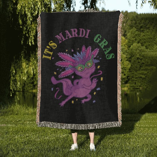 Axolotl Mardi Gras ITS MARDI GRAS AXOLOTL Woven Blankets