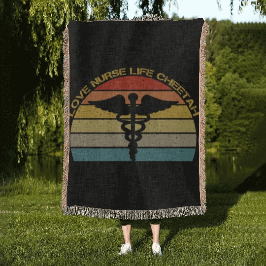 Love Nurse Life Cheetah Woven Blankets