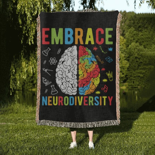 Embrace Neurodiversity For Neurodiversity Awarenes Woven Blankets