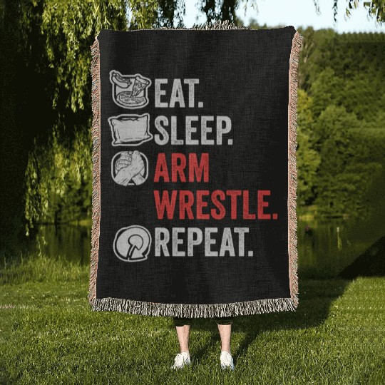 Eat Sleep Arm Wrestle Repeat Awesome Arm Wrestling Woven Blankets