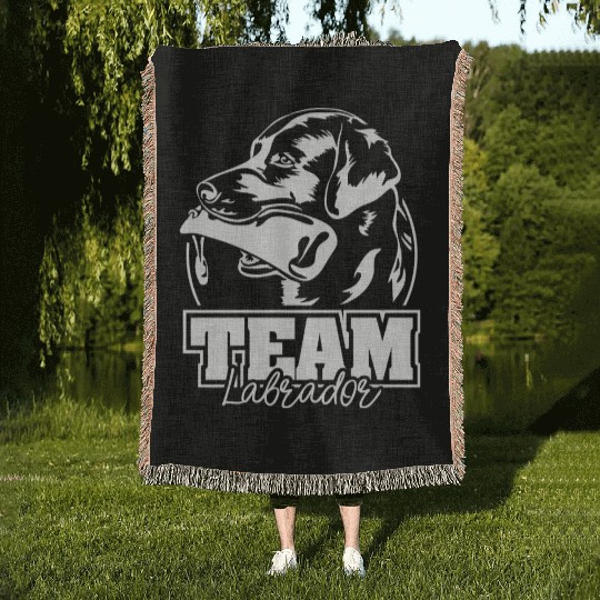 Team Labrador Retriever dog mom hound Woven Blankets