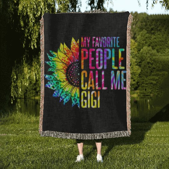 My Favorite People Call Me Gigi Sunflower Tie Dye Woven Blankets