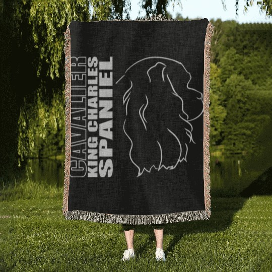 Cavalier King Charles Spaniel Profile dog mom Woven Blankets