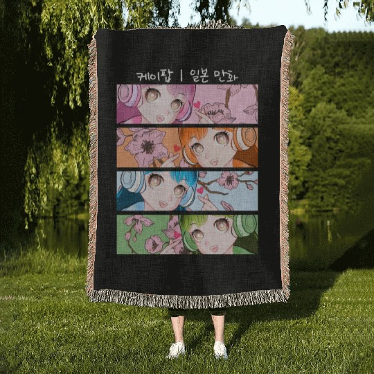 Cute Korean Pop Anime Girls Kpop Kdrama Woven Blankets