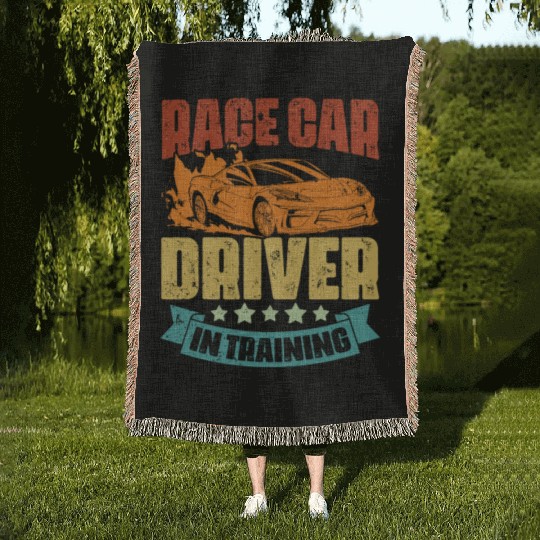 Vintage Race Car Driver In Training An Automotive Woven Blankets
