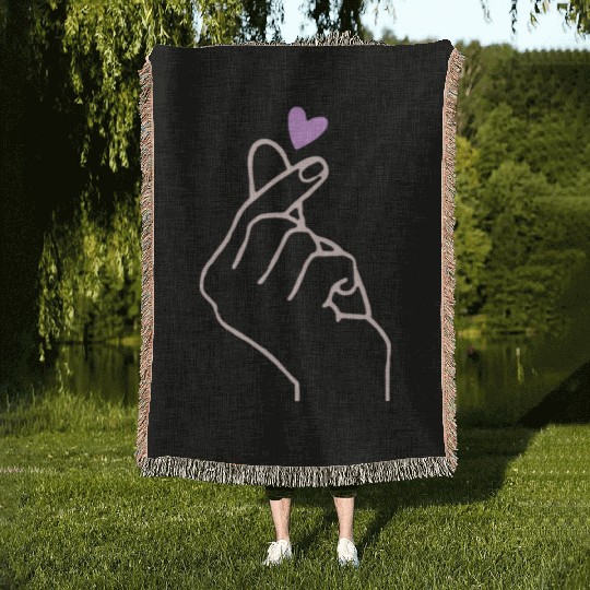 mini Heart love finger Woven Blankets