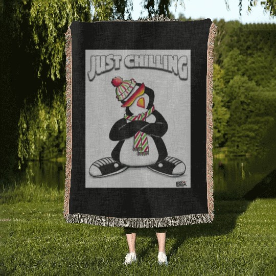Just Chilling Penguin by Black Sheep Graphix Woven Blankets