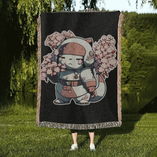 Anime cat Woven Blankets