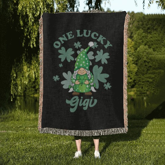 One Lucky Gigi Irish Gnome St. Patrick's Day, St. Woven Blankets