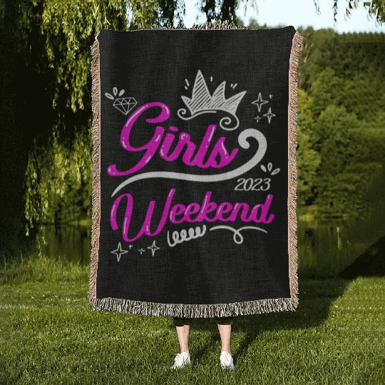 Girls Weekend Vacation Girls Trip Spring Break Woven Blankets