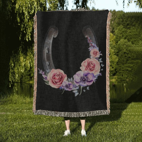 Lucky Floral Horseshoe Woven Blankets
