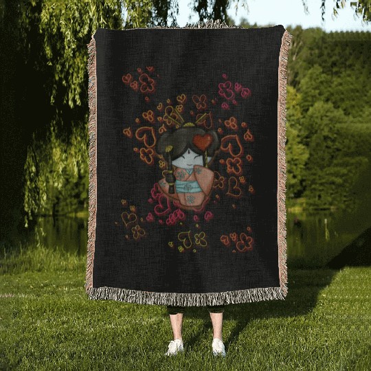 kimono cute Woven Blankets