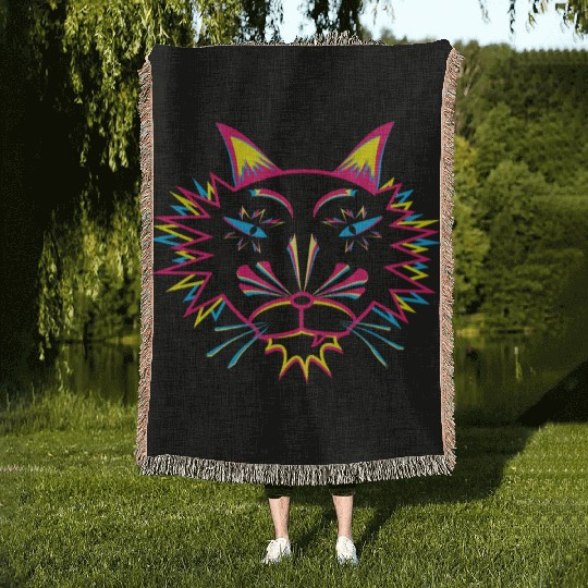 Cat Face Woven Blankets