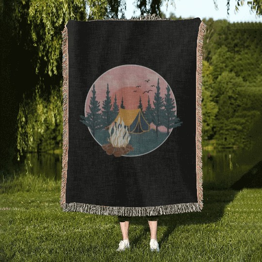 nature camping lifestyle Woven Blankets