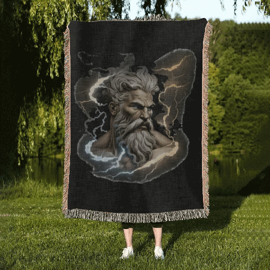 Zeus - A Colorful Tribute to the Greek God of Sky Woven Blankets