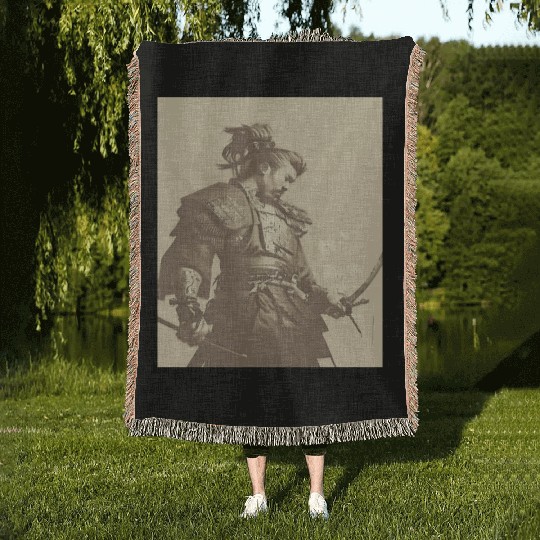 Samurai Japan Japanese Anime Katana Manga cyberpun Woven Blankets