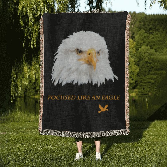 Bald Eagle Gift Idea Focussed like an Eagle Photo Woven Blankets