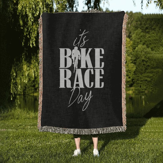 It's Bike Race Day Bicycle Cycling Racing Racer Woven Blankets