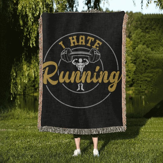 I Hate Running - Gym Woven Blankets