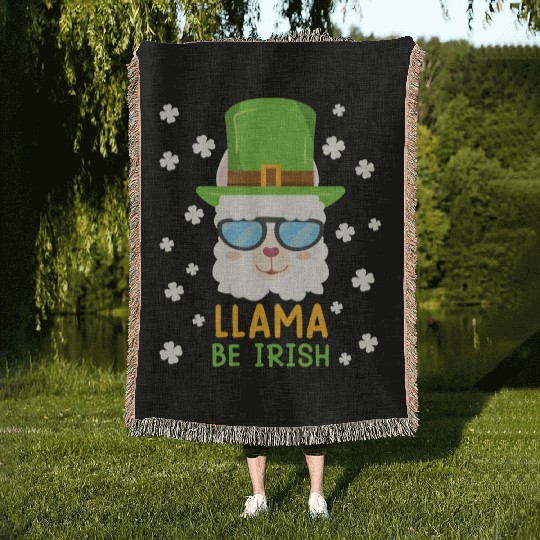 LLama be Irish Lama Alpaca St. Patrick's Day Woven Blankets