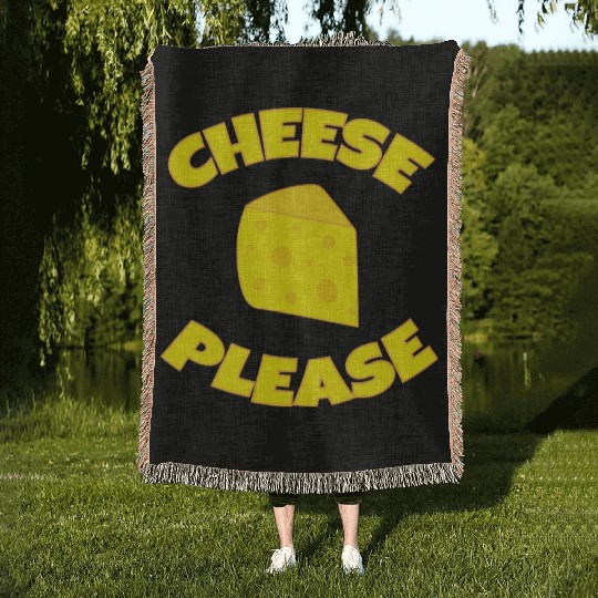 Funny Cheese Please Swiss Cheese Wedge Woven Blankets