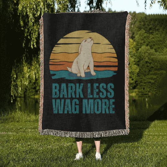Bark Less Wag More Puppy Dog Woven Blankets