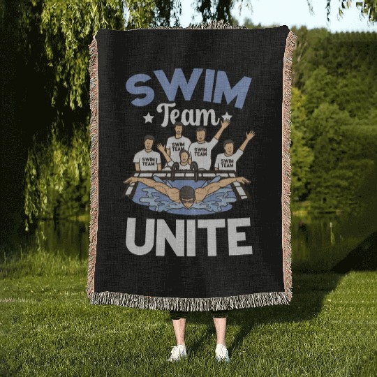 Swim Team Unite Pool Swimmer Team Sports Swimming Woven Blankets