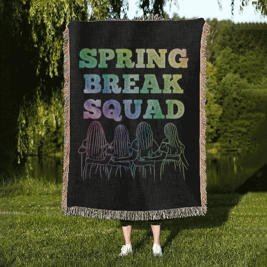 Spring Break Squad Summer Vacation Spring Break Woven Blankets