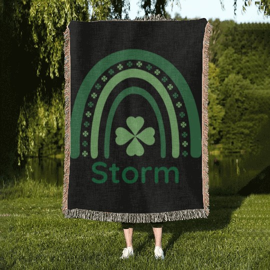 Storm Clover Charm Boho Rainbow Woven Blankets
