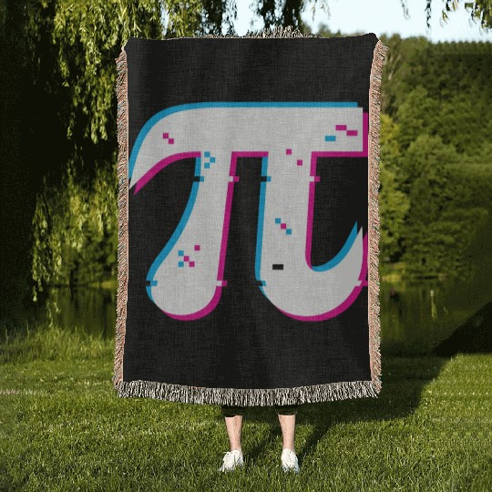 Glitched Out Pi Day Symbol Woven Blankets