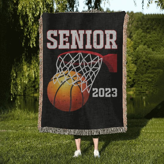 Graduate Senior Class of 2023 Basketball Player Woven Blankets