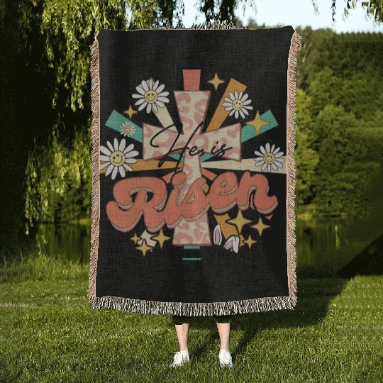 He is risen Mathew 28:06 Woven Blankets