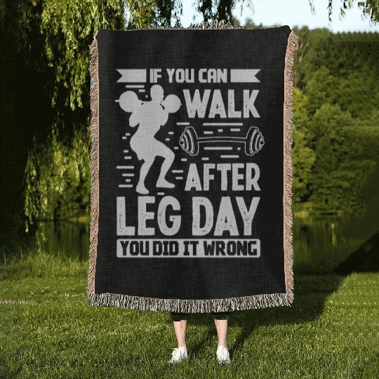 Strongman walk after leg day wrong bodybuilding Woven Blankets