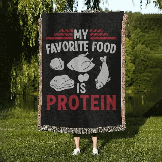 Strongman favorite food protein gym bodybuilding Woven Blankets