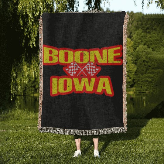 Boone Iowa IA Midwest Hobby Stock Modified Race Ca Woven Blankets