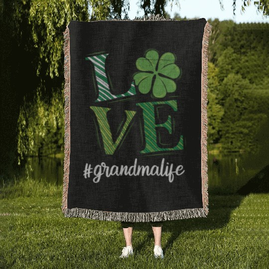 Love Grandma life St. Patrick's Day Grandma Woven Blankets