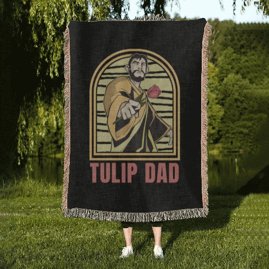 Tulip Gardening Dad Woven Blankets