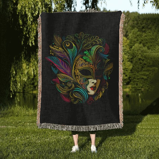 Funny Mardi Gras Carnival parade Woven Blankets