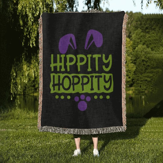 Cute Sunday School or Egg Hunt Hippity Hoppity Woven Blankets