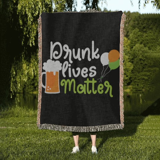 drunk lives matter Woven Blankets