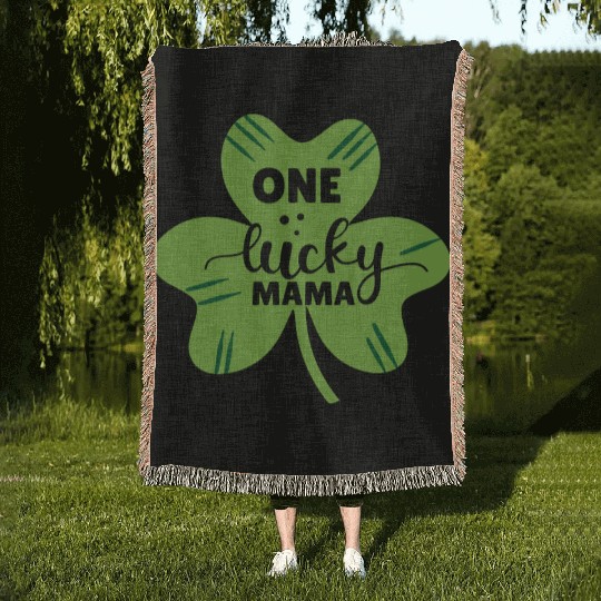 one lucky mama Woven Blankets